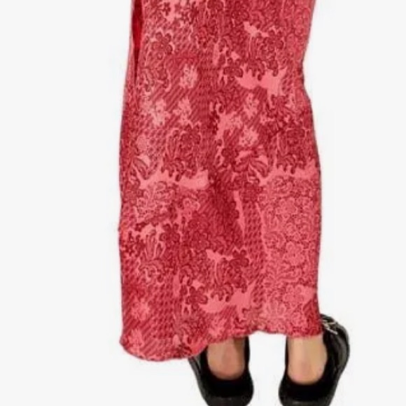 FREE PEOPLE WORTH THE WAIT BIAS CUT SLEEVELESS FLORAL MAXI DRESS LARGE RED - Picture 7 of 7